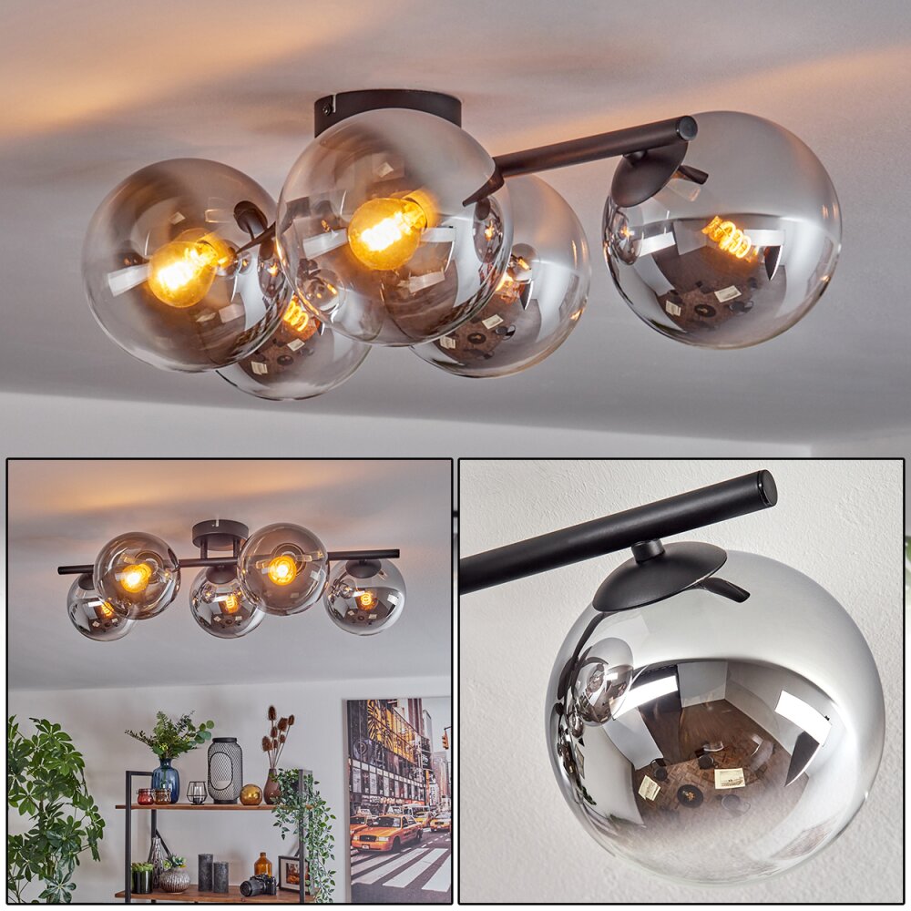 Gastor Plafoniera, Lampada a sfera Cromo, Chiaro, Grigio fumo, 5-Luci main product photo