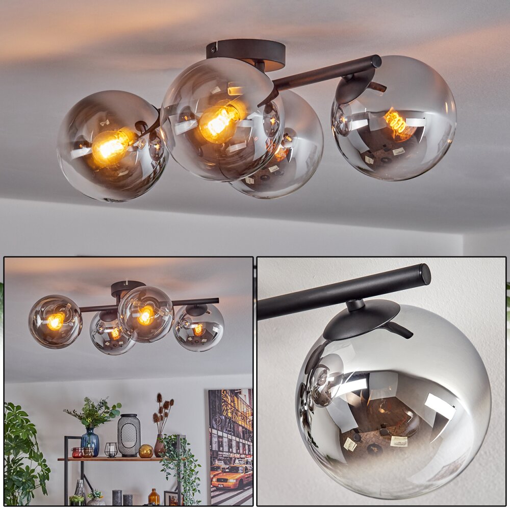 Gastor Plafoniera, Lampada a sfera Cromo, Chiaro, Grigio fumo, 4-Luci main product photo