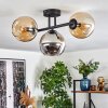 Koyoto Plafoniera, Lampada a sfera Ambrato, Cromo, Grigio fumo, 3-Luci