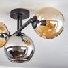 Koyoto Plafoniera, Lampada a sfera Ambrato, Cromo, Grigio fumo, 3-Luci