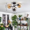 Koyoto Plafoniera, Lampada a sfera Ambrato, Cromo, Grigio fumo, 3-Luci