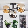 Koyoto Plafoniera, Lampada a sfera Ambrato, Cromo, Grigio fumo, 3-Luci
