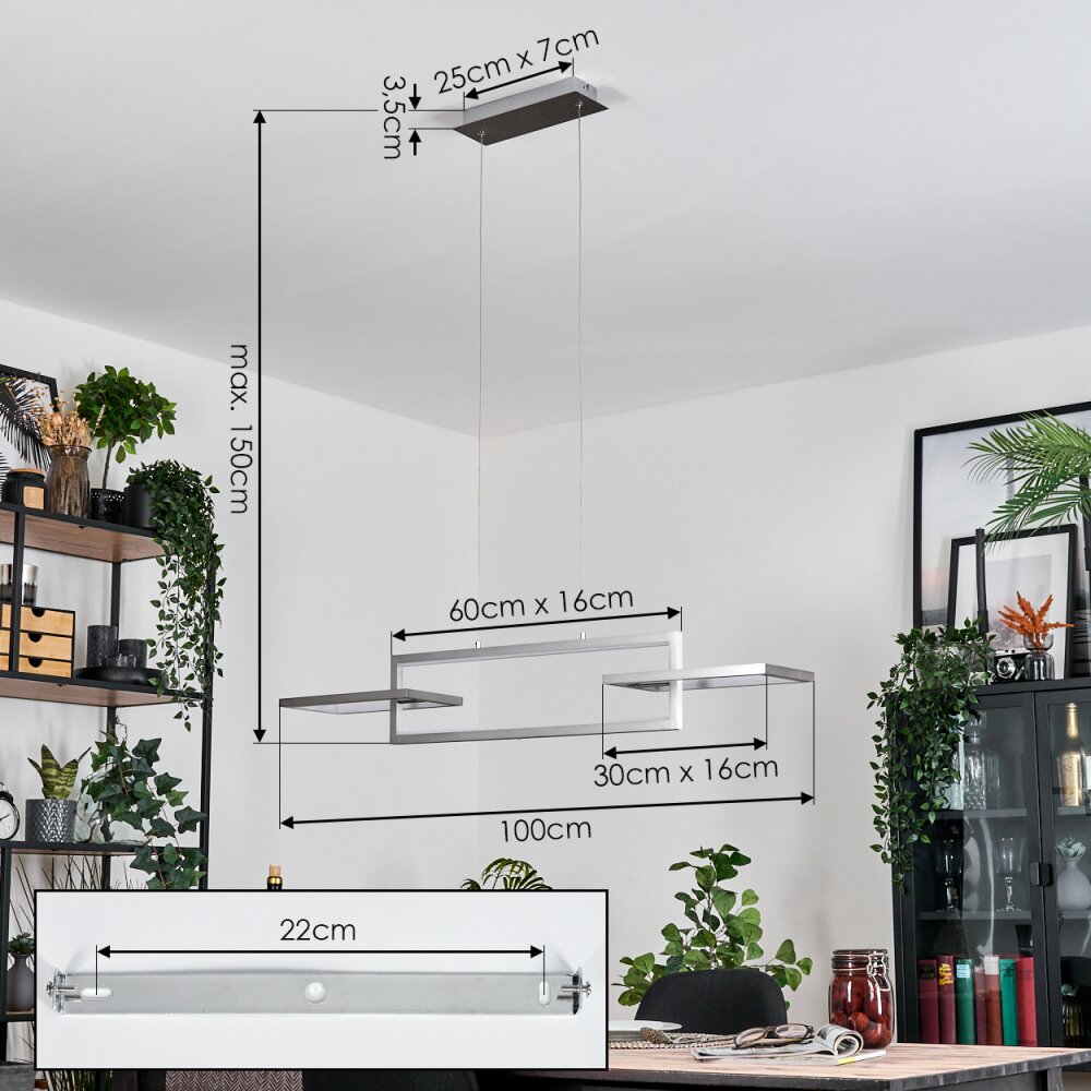 Odeon Lampadario a sospensione, Lampada a sospensione LED Argento, 3-Luci