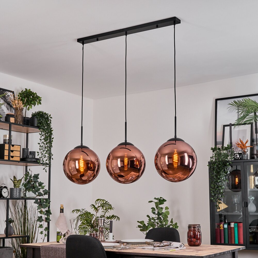 Gastor Lampadario a sospensione, Lampada a sfera, Lampada a sospensione Ramato, 3-Luci