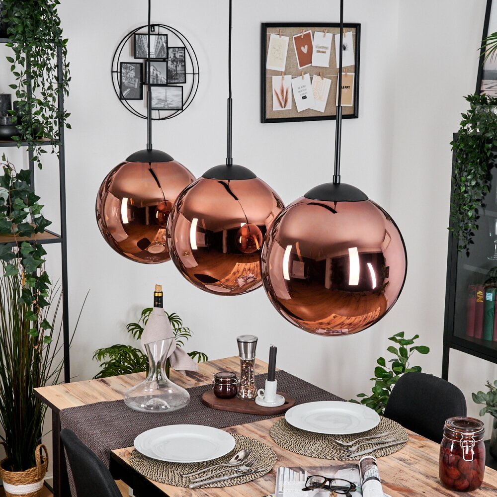 Gastor Lampadario a sospensione, Lampada a sfera, Lampada a sospensione Ramato, 3-Luci