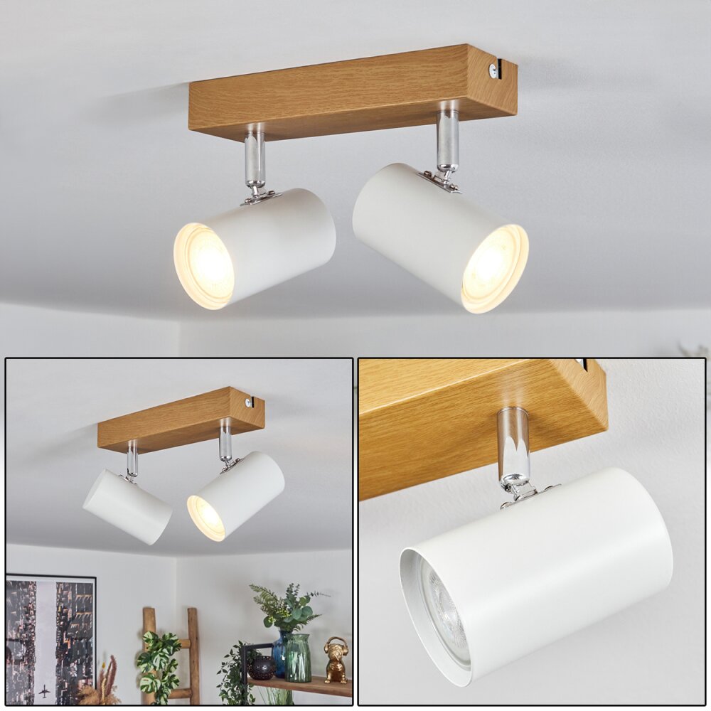 Gesteira Plafoniera, Faretto da soffitto Cromo, Aspetto del legno, 2-Luci main product photo