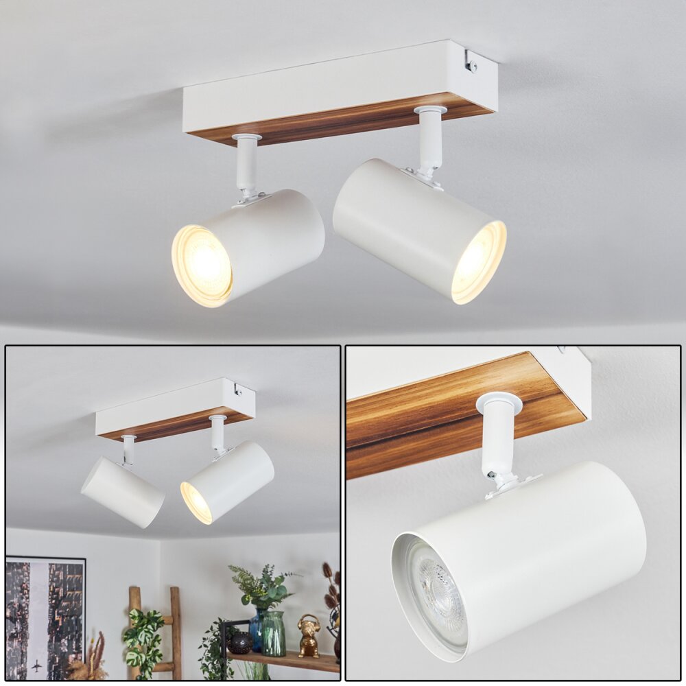 Gesteira Plafoniera, Faretto da soffitto Aspetto del legno, Bianco, 2-Luci main product photo