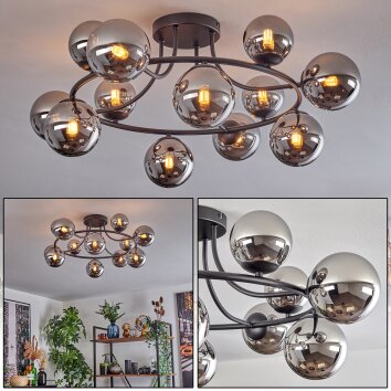 Chehalis Plafoniera, Lampada a sfera 76 cm Cromo, Grigio fumo, 12-Luci
