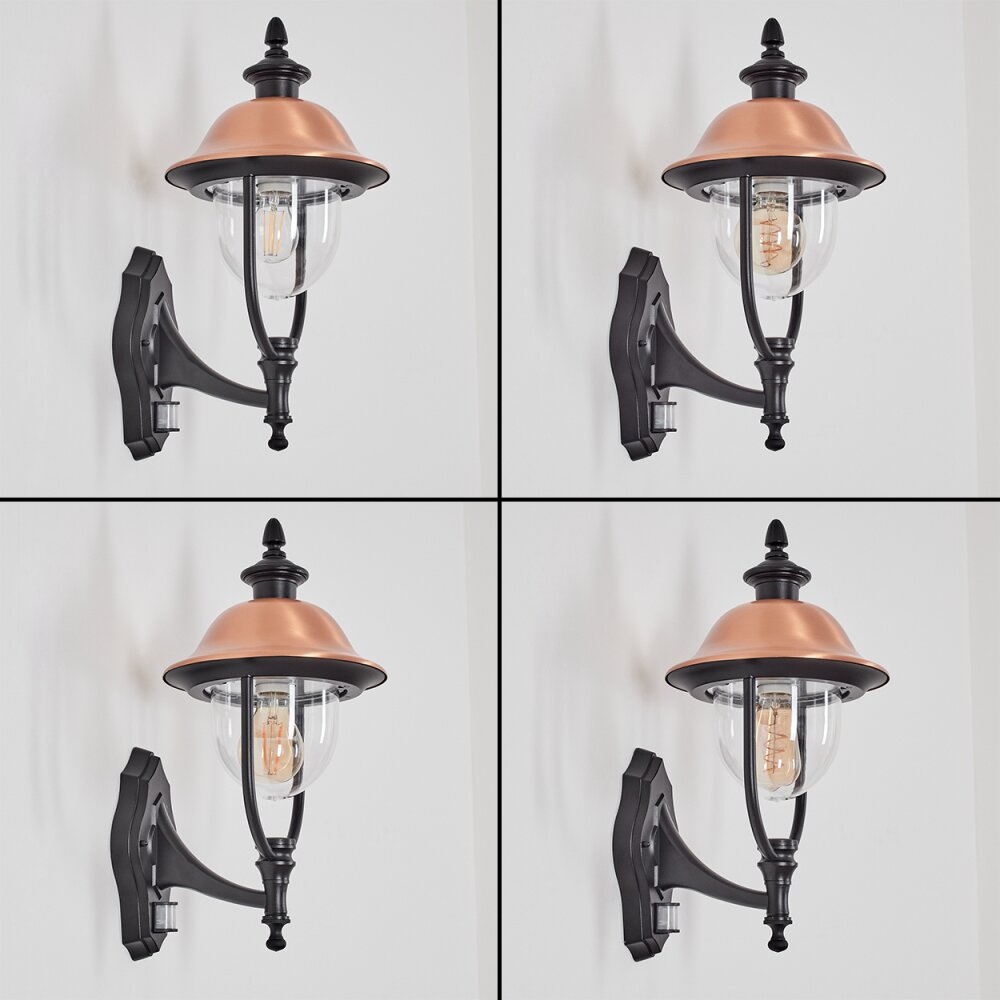 Gascon Lampada da parete per esterno, Applique Ramato, Nero, 1-Luce, Sensori di movimento