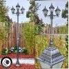Naofe Lampione multibraccia, Illuminazione viale Nero, Argento, 3-Luci