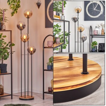 Gastor Lampada da terra 30 cm Legno chiaro, Nero, 4-Luci