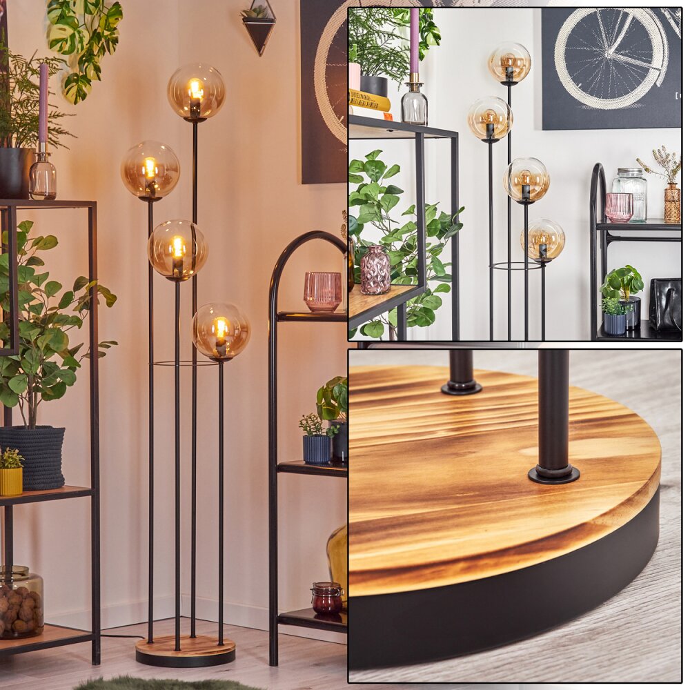 Gastor Lampada da terra 30 cm Legno chiaro, Nero, 4-Luci main product photo
