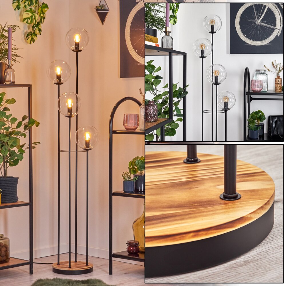 Gastor Lampada da terra 30 cm Legno chiaro, Nero, 4-Luci main product photo