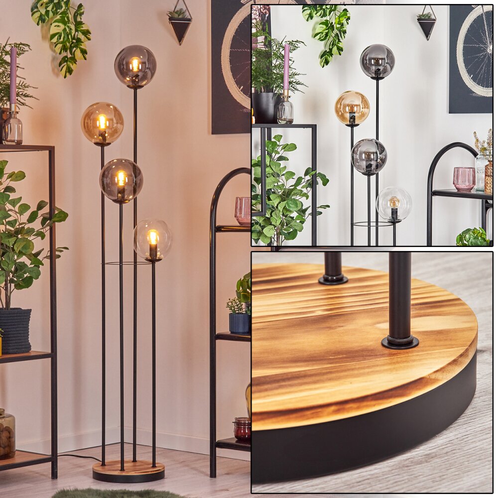 Gastor Lampada da terra 30 cm Legno chiaro, Nero, 4-Luci main product photo