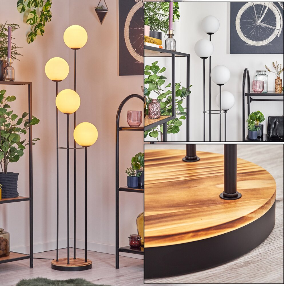 Gastor Lampada da terra 25 cm Legno chiaro, Nero, 4-Luci main product photo