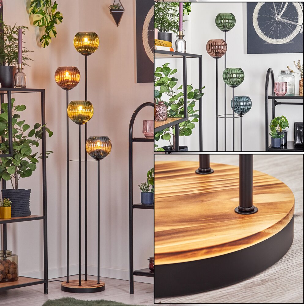 Koyoto Lampada da terra 30 cm Legno chiaro, Nero, 4-Luci main product photo