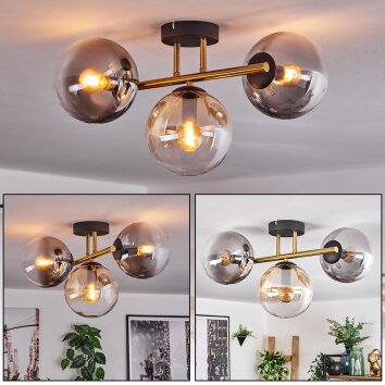 Gastor Plafoniera, Lampada a sfera Oro, Nero, 3-Luci Gastor Plafoniera, Lampada a sfera Oro, Nero, 3-Luci