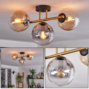 Gastor Plafoniera, Lampada a sfera 42 cm Oro, Nero, 3-Luci Gastor Plafoniera, Lampada a sfera 42 cm Oro, Nero, 3-Luci