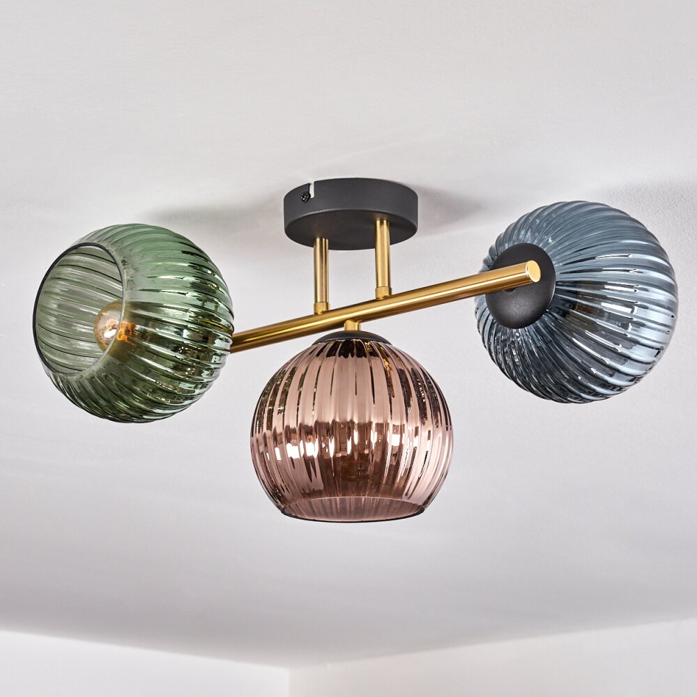 Koyoto Plafoniera, Lampada a sfera 30 cm Oro, Nero, 3-Luci