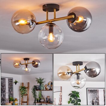 Gastor Plafoniera, Lampada a sfera 42 cm Oro, Nero, 3-Luci Gastor Plafoniera, Lampada a sfera 42 cm Oro, Nero, 3-Luci