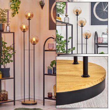 Gastor Lampada da terra 30 cm Legno scuro, Nero, 3-Luci Gastor Lampada da terra 30 cm Legno scuro, Nero, 3-Luci