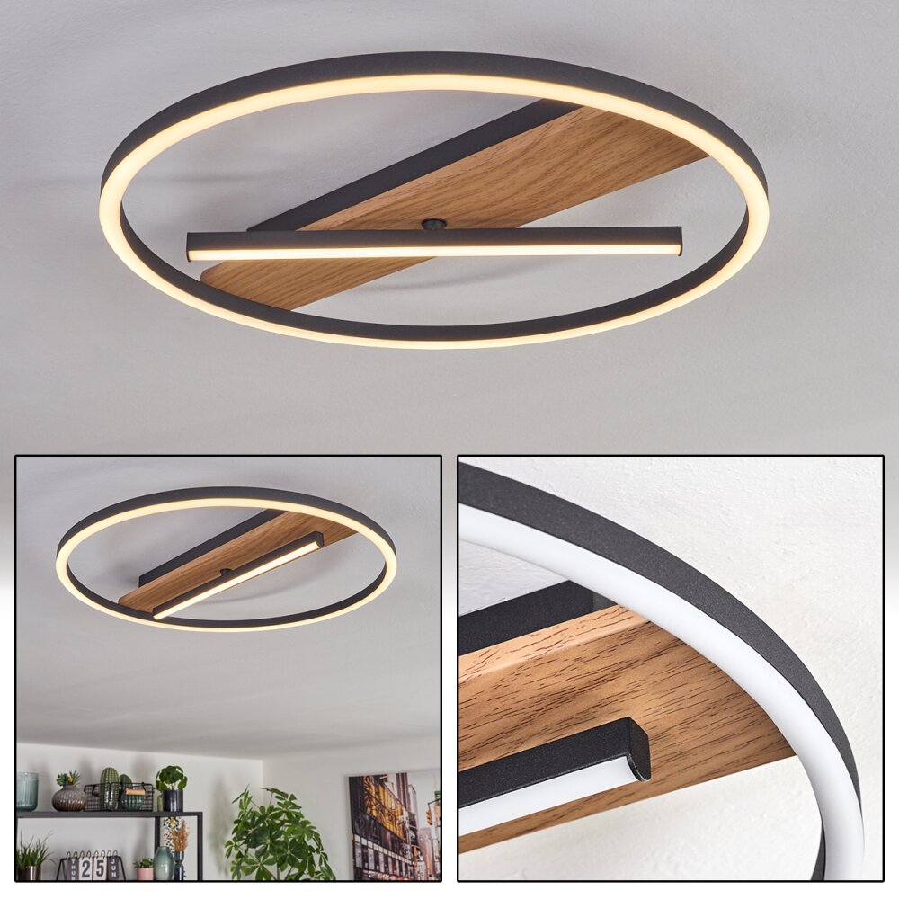 Hadel Plafoniera LED Aspetto del legno, Nero, 1-Luce main product photo