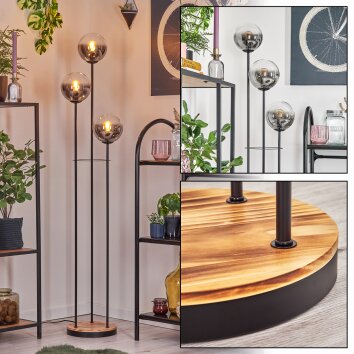 Gastor Lampada da terra 25 cm Legno chiaro, Nero, 3-Luci Gastor Lampada da terra 25 cm Legno chiaro, Nero, 3-Luci