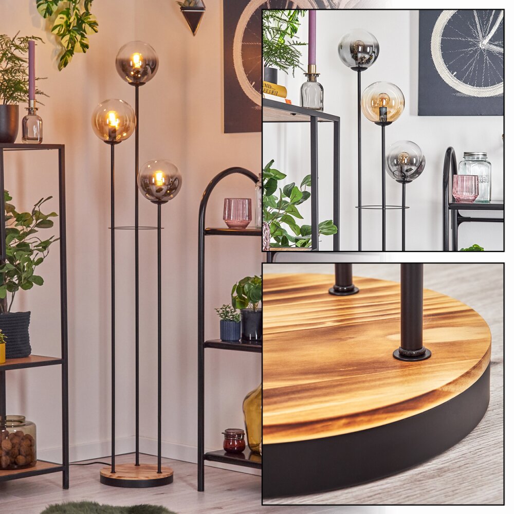 Gastor Lampada da terra 25 cm Legno chiaro, Nero, 3-Luci main product photo