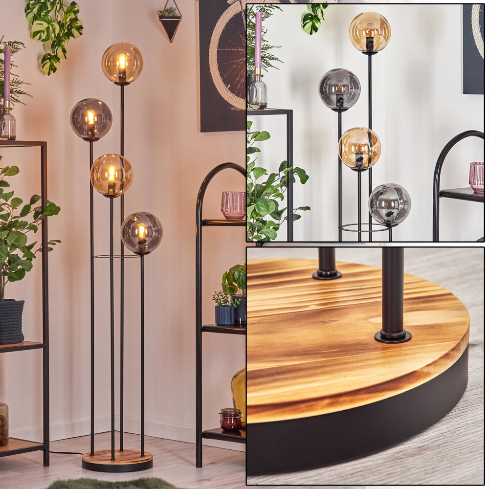 Gastor Lampada da terra 30 cm Legno chiaro, Nero, 4-Luci main product photo