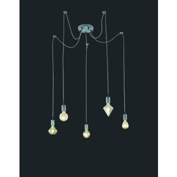 Trio Leuchten Cord Lampada a Sospensione Grigio, 5-Luci