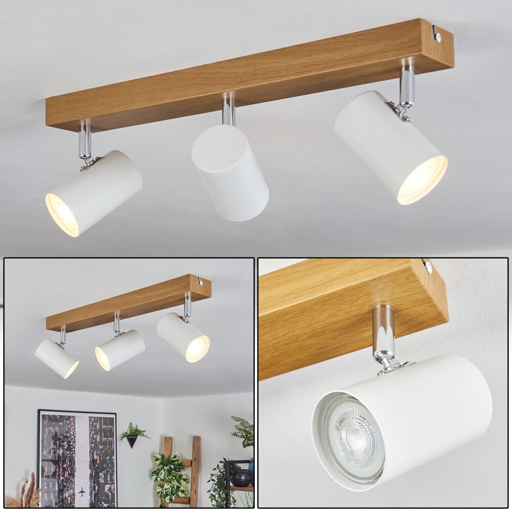Gesteira Plafoniera, Faretto da soffitto Cromo, Aspetto del legno, 3-Luci main product photo