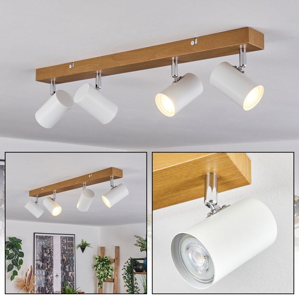 Gesteira Plafoniera, Faretto da soffitto Cromo, Aspetto del legno, 4-Luci main product photo