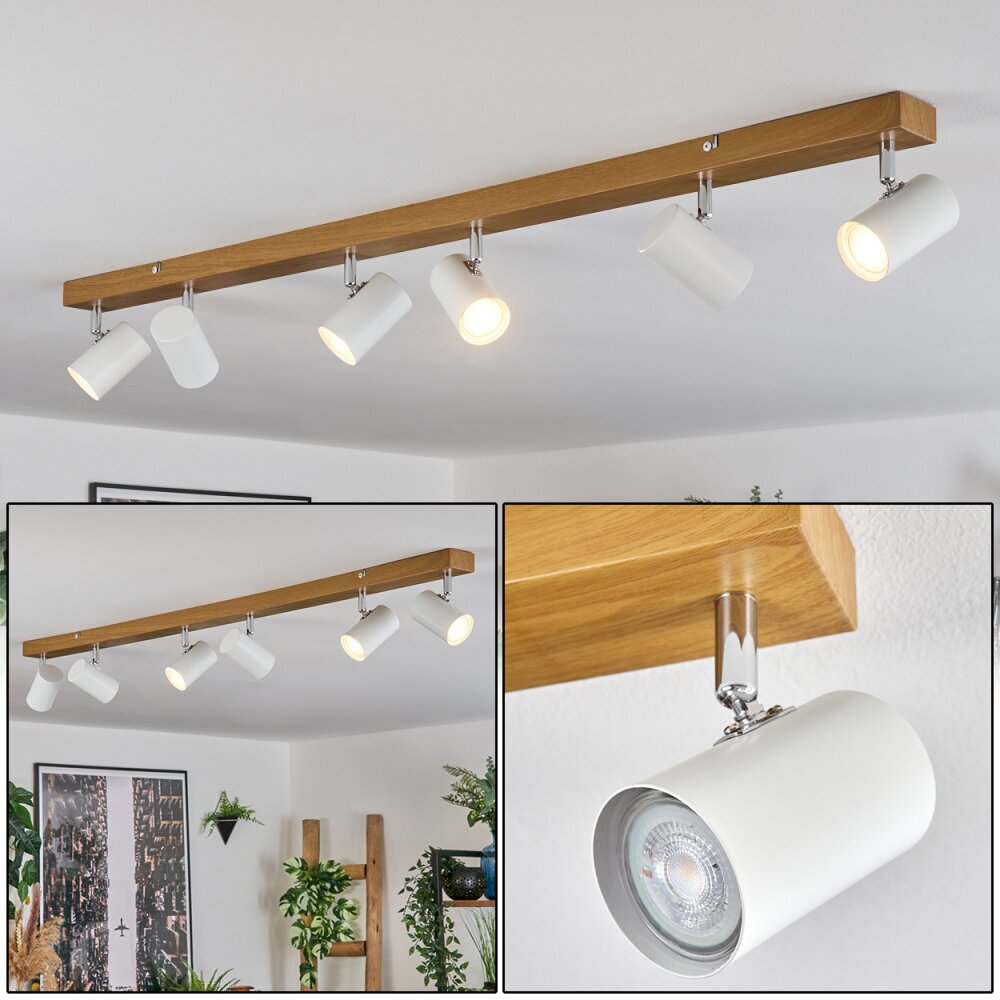 Gesteira Plafoniera, Faretto da soffitto Cromo, Aspetto del legno, 6-Luci main product photo