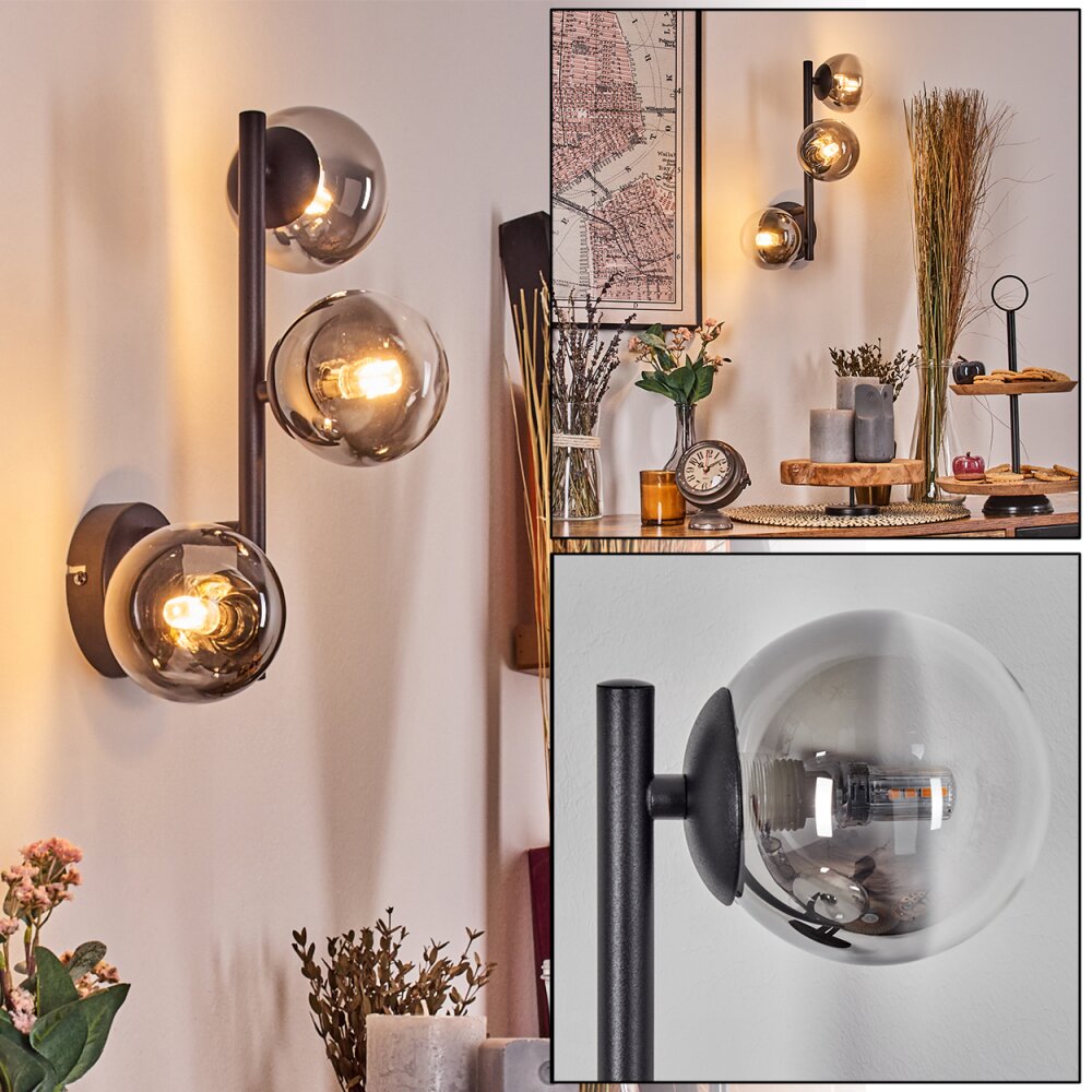 Chehalis Lampada a sfera, Applique 23 cm Cromo, Chiaro, Grigio fumo, 3-Luci main product photo