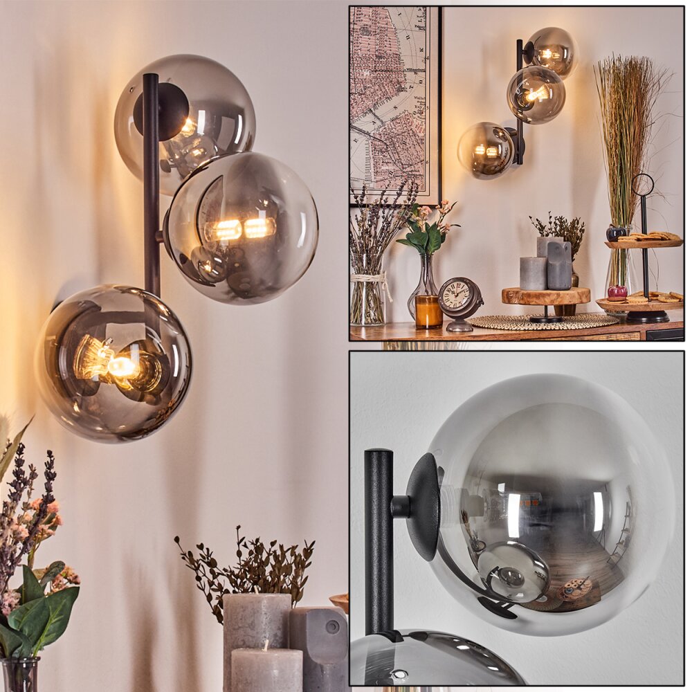 Chehalis Lampada a sfera, Applique 33 cm Cromo, Chiaro, Grigio fumo, 3-Luci main product photo