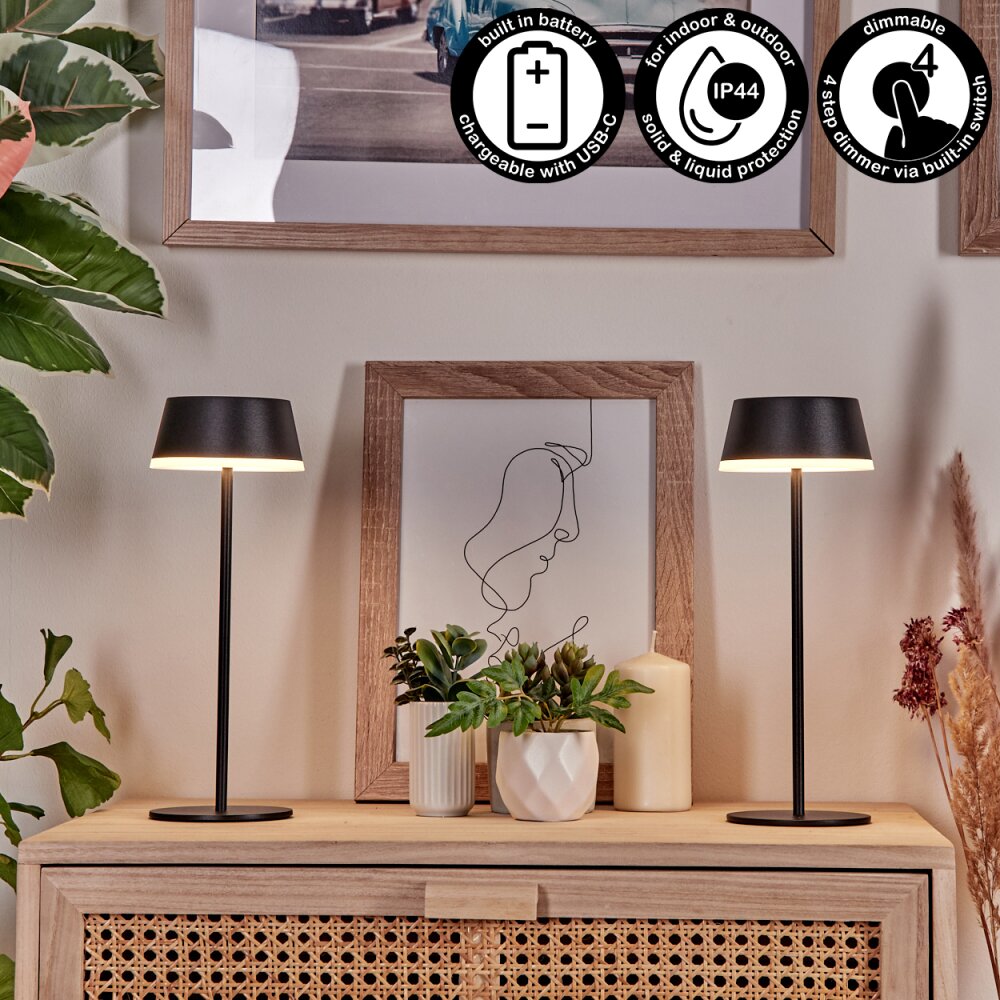 Romdrup Lampada da tavolo per esterno, Lampada da tavolo LED Nero, 1-Luce main product photo