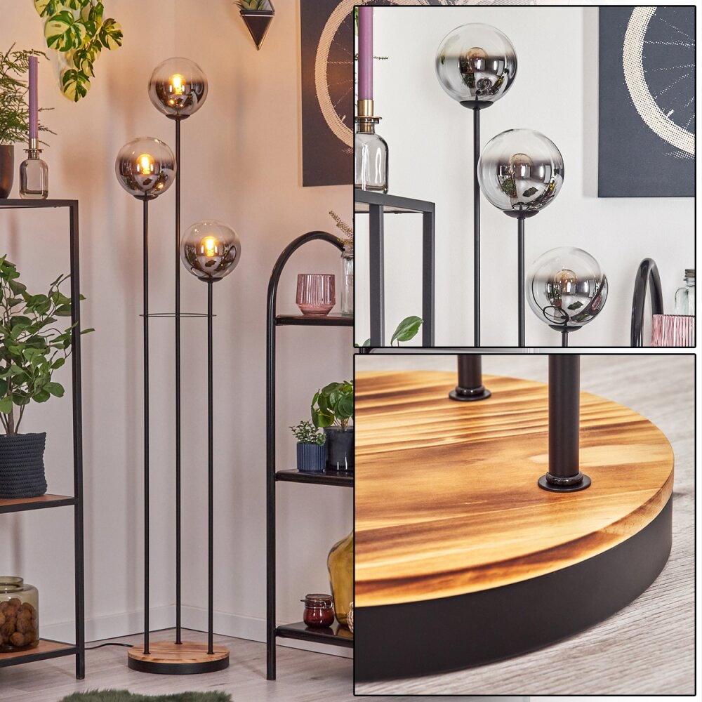 Gastor Lampada da terra 30 cm Legno chiaro, Nero, 3-Luci main product photo