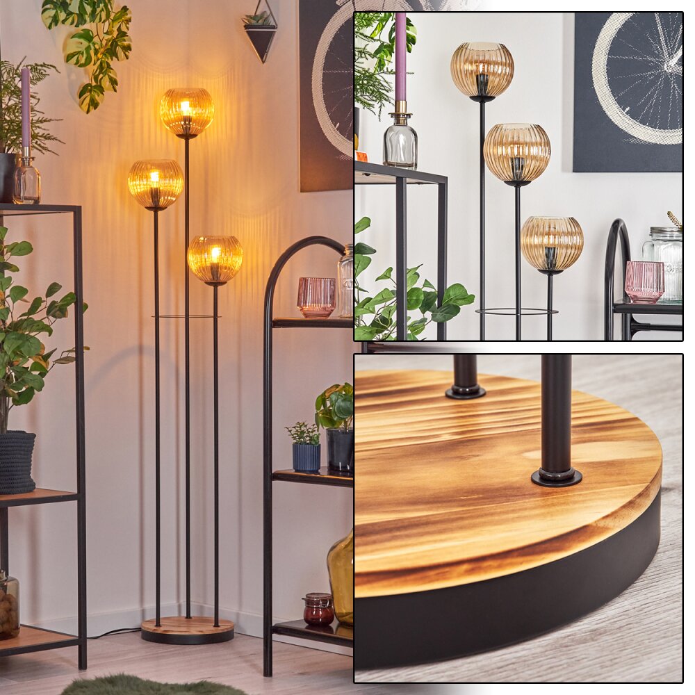 Kyoto Lampada da terra Legno chiaro, Nero, 3-Luci main product photo