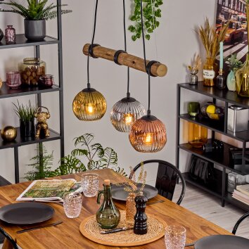 Ripoll Lampadario a sospensione, Lampada a sfera, Lampada a sospensione Écru, Nero, 3-Luci