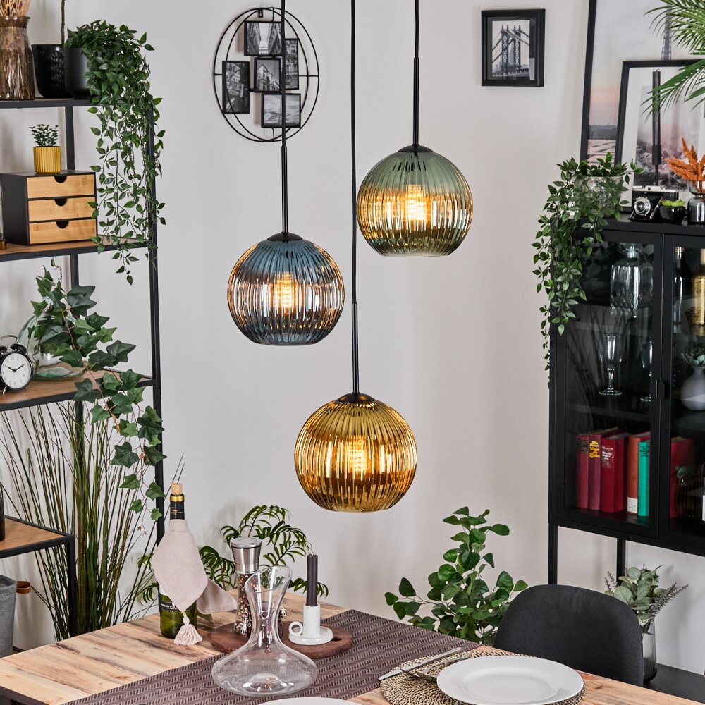 Koyoto Lampadario a sospensione, Lampada a sfera, Lampada a sospensione Nero, 3-Luci main product photo