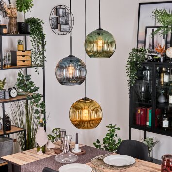 Koyoto Lampadario a sospensione, Lampada a sfera, Lampada a sospensione Nero, 3-Luci Koyoto Lampadario a sospensione, Lampada a sfera, Lampada a sospensione Nero, 3-Luci