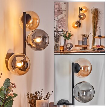 Chehalis Lampada a sfera, Applique Ambrato, Grigio fumo, 3-Luci