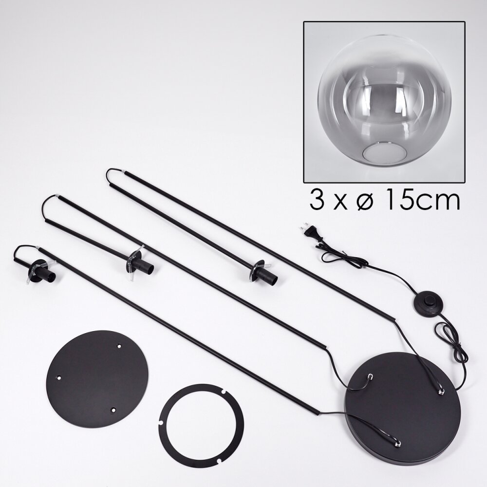Gastor Lampada da terra 30 cm Nero, 3-Luci
