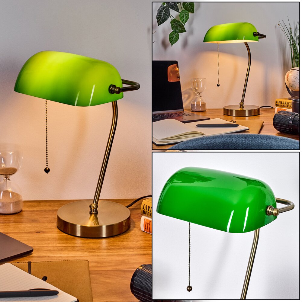 Tremoceira Lampada da banchiere, Lampada da scrivania, Lampada da tavolo Ottone antico, 1-Luce main product photo