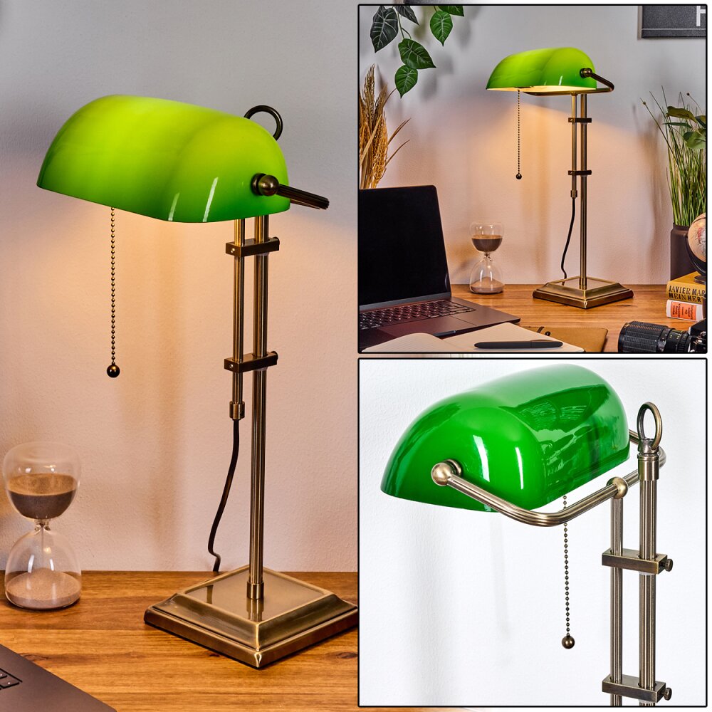 Ragaz Lampada da banchiere, Lampada da scrivania, Lampada da tavolo Ottone antico, 1-Luce main product photo