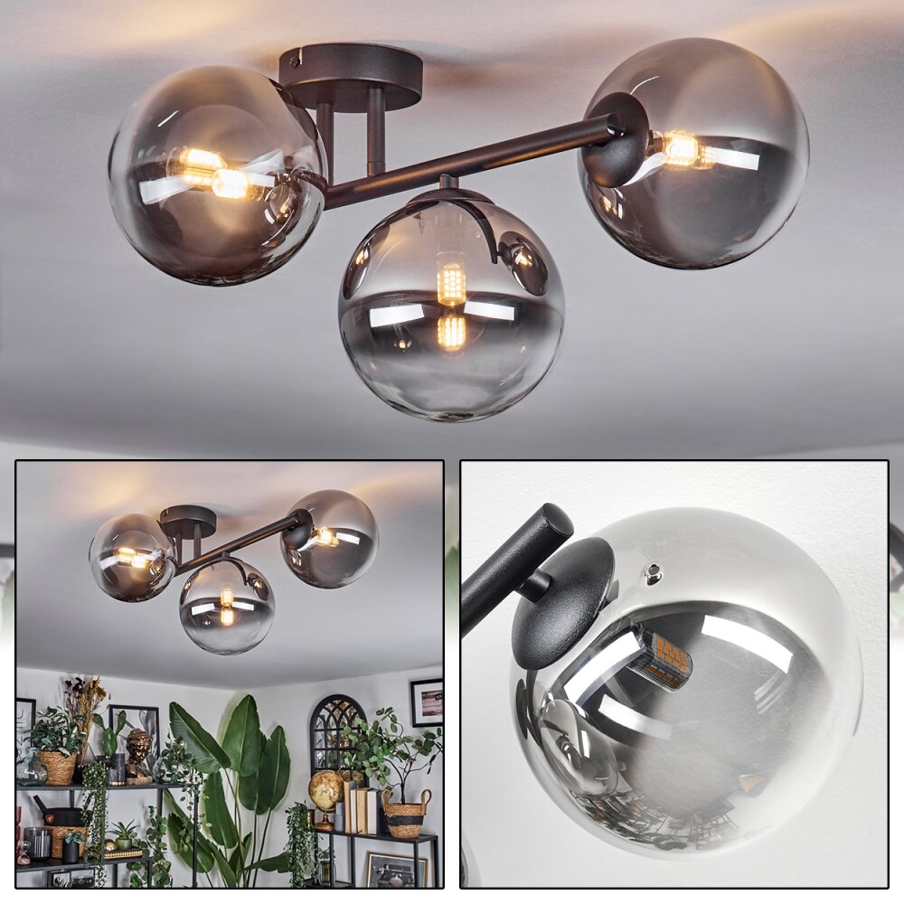 Chehalis Plafoniera, Lampada a sfera Chiaro, Grigio fumo, 3-Luci main product photo
