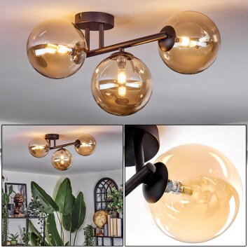Chehalis Plafoniera, Lampada a sfera Ambrato, 3-Luci