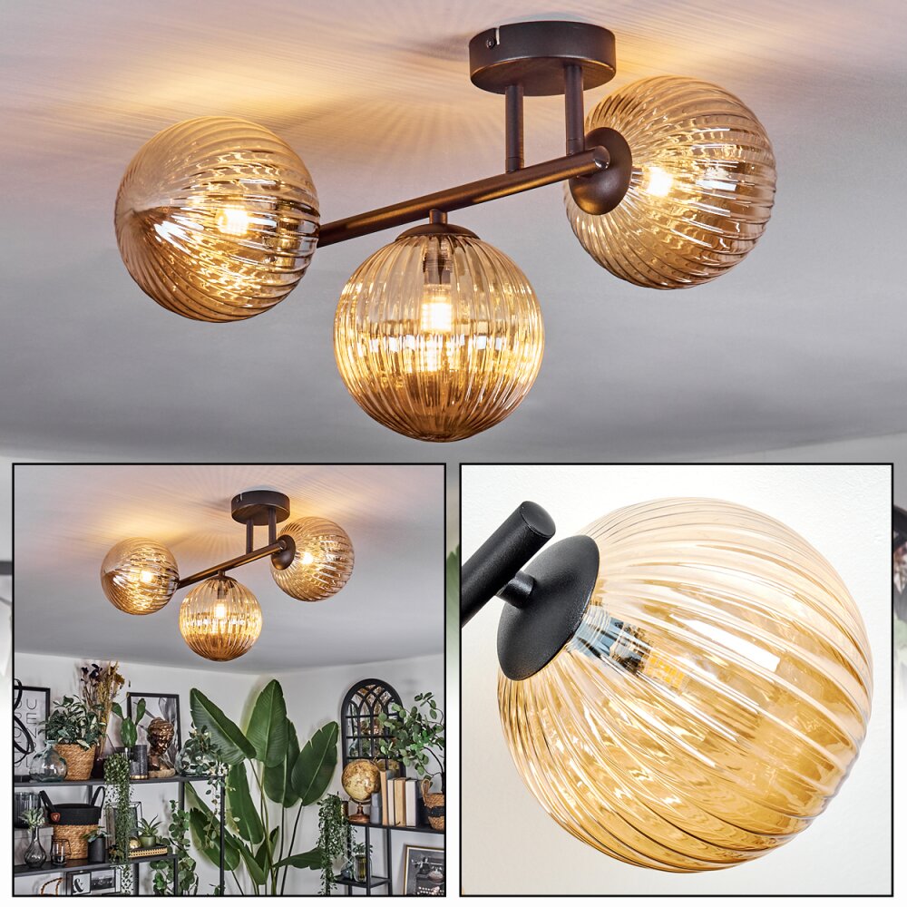 Chehalis Plafoniera, Lampada a sfera Ambrato, 3-Luci main product photo