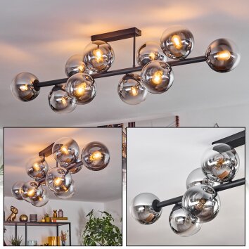 Gastor Plafoniera, Lampada a sfera Cromo, Chiaro, Grigio fumo, 10-Luci
