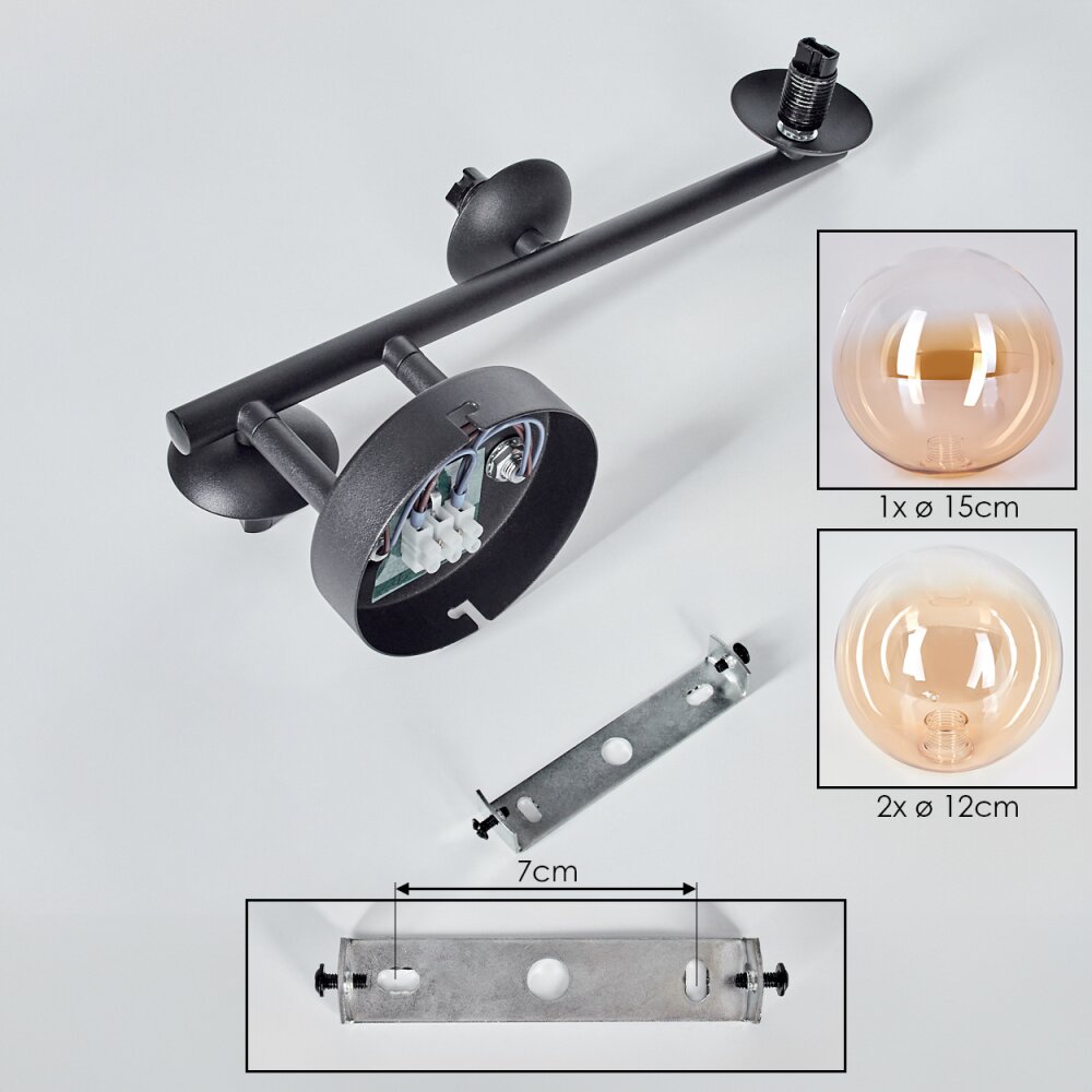 Chehalis Plafoniera, Lampada a sfera Ambrato, Chiaro, 3-Luci